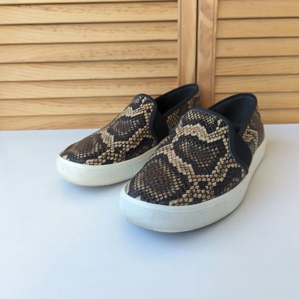 Vince Brown Snakeskin Loafers - Picture 3 of 9